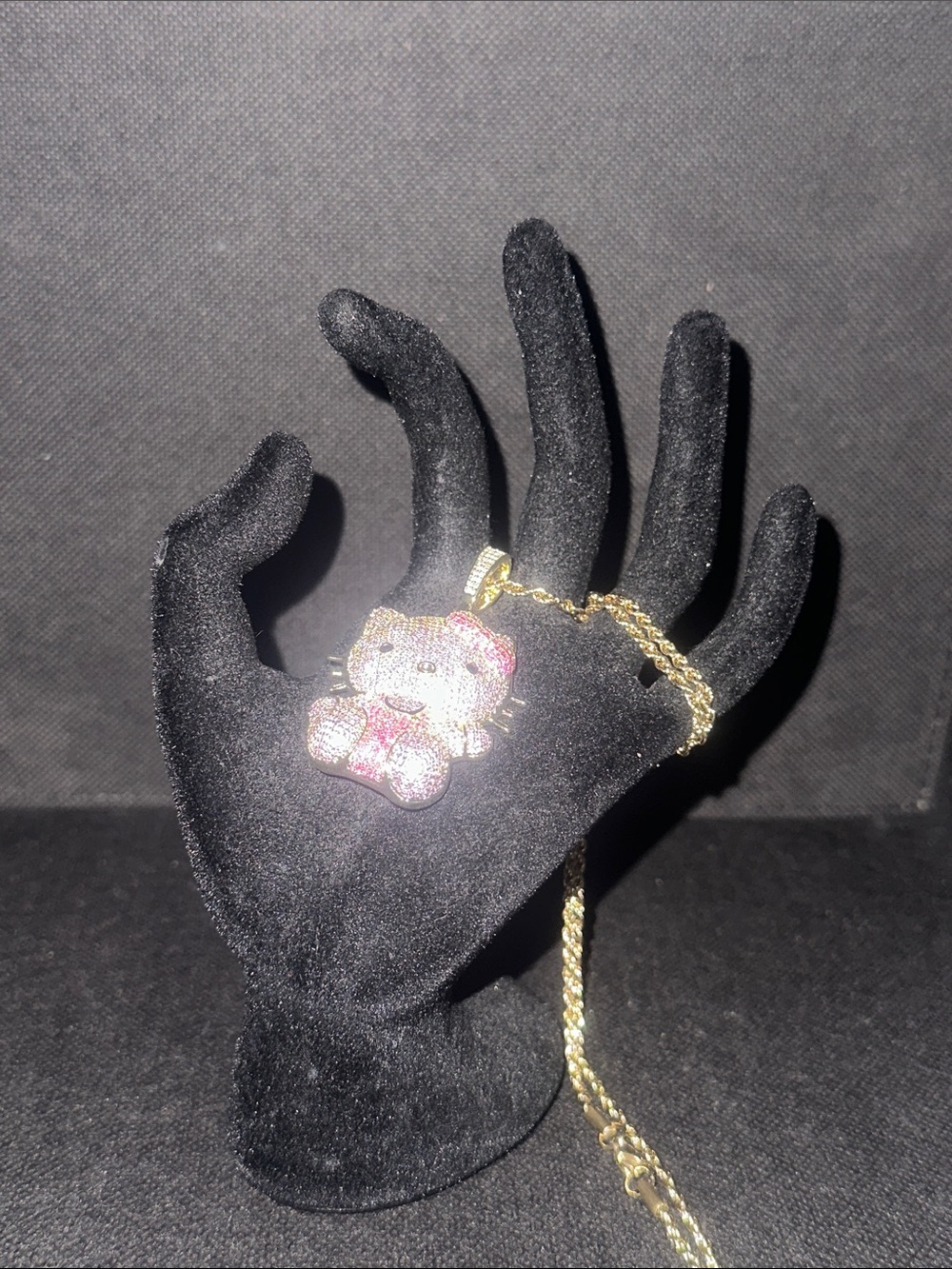 Gold-Tone Hello Kitty Crystal Pendant Necklace in Purple and Pink